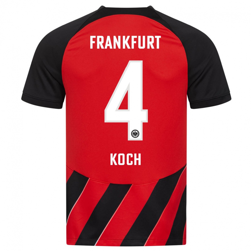 Kids Football Robin Koch #4 Red Black Home Jersey 2023/24 T-Shirt