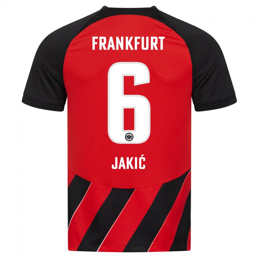 Kids Football Kristijan Jakic #6 Red Black Home Jersey 2023/24 T-Shirt