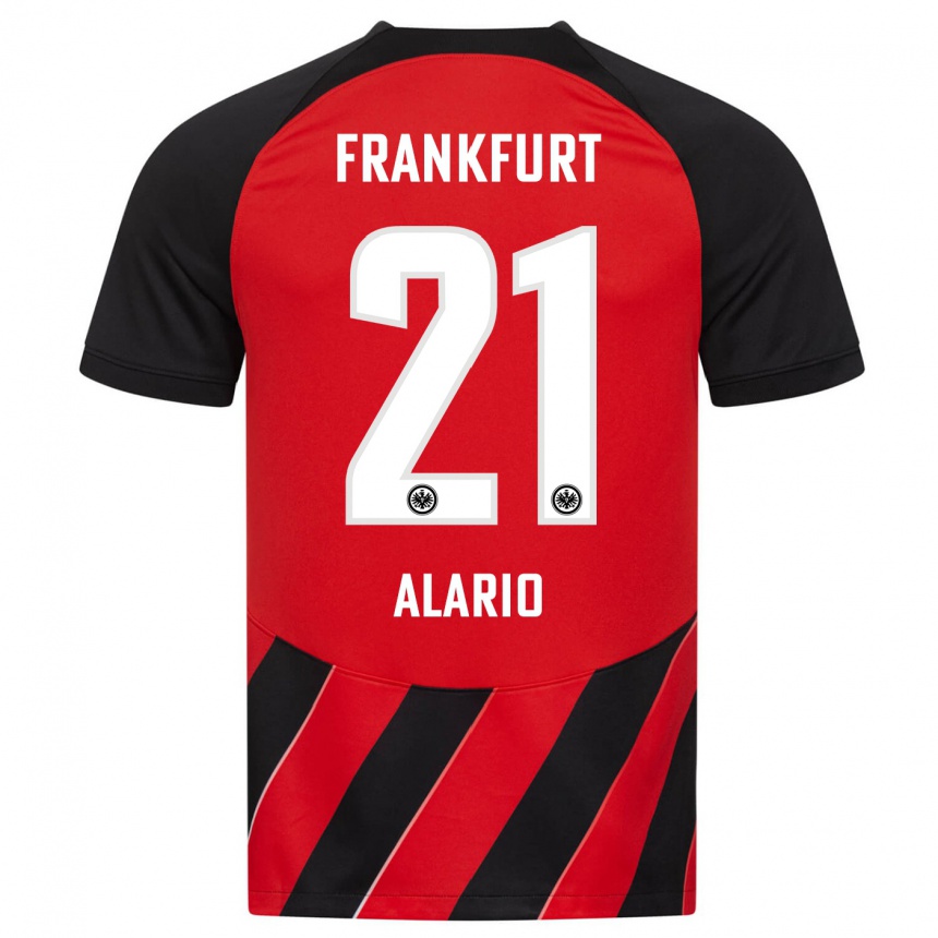 Kids Football Lucas Alario #21 Red Black Home Jersey 2023/24 T-Shirt