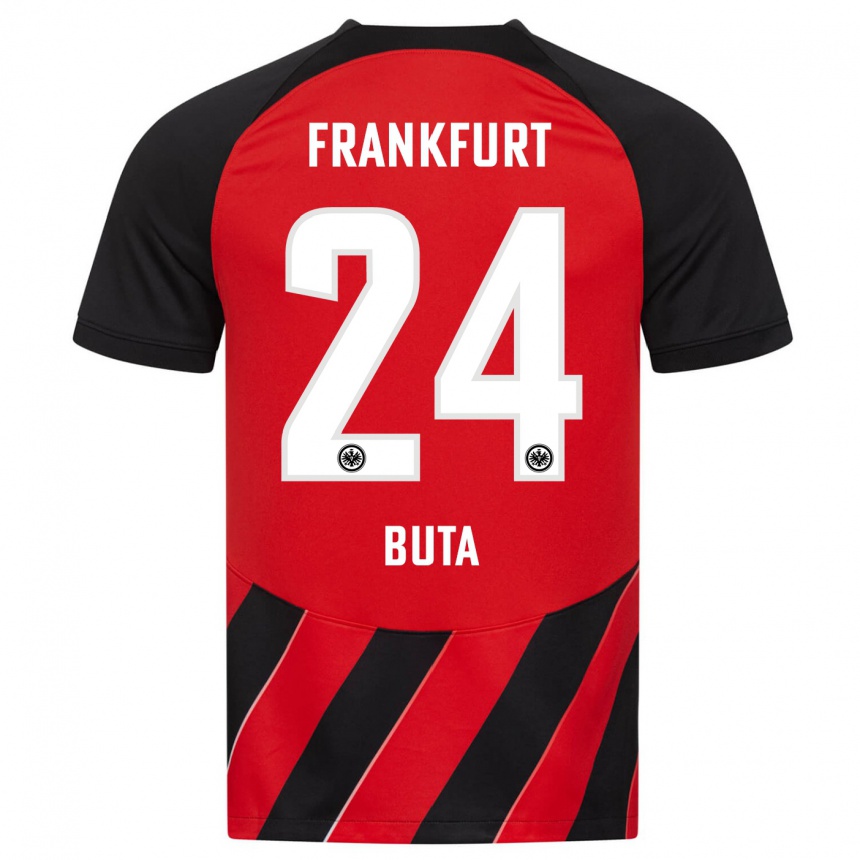 Kids Football Aurélio Buta #24 Red Black Home Jersey 2023/24 T-Shirt