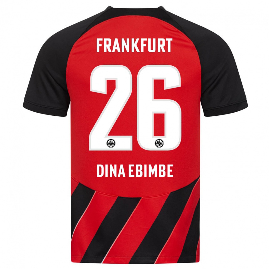 Kids Football Junior Dina Ebimbe #26 Red Black Home Jersey 2023/24 T-Shirt