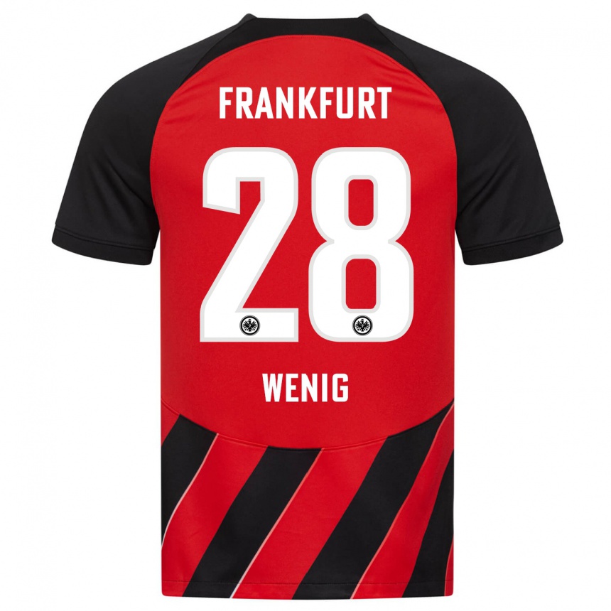 Kids Football Marcel Wenig #28 Red Black Home Jersey 2023/24 T-Shirt
