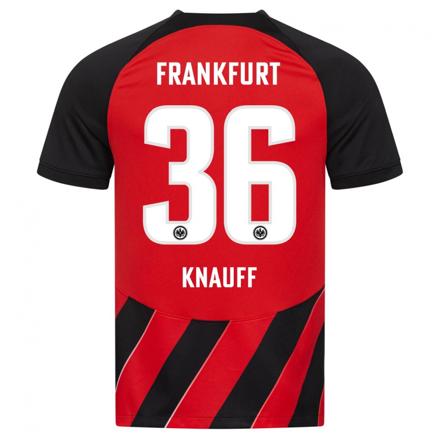 Kids Football Ansgar Knauff #36 Red Black Home Jersey 2023/24 T-Shirt