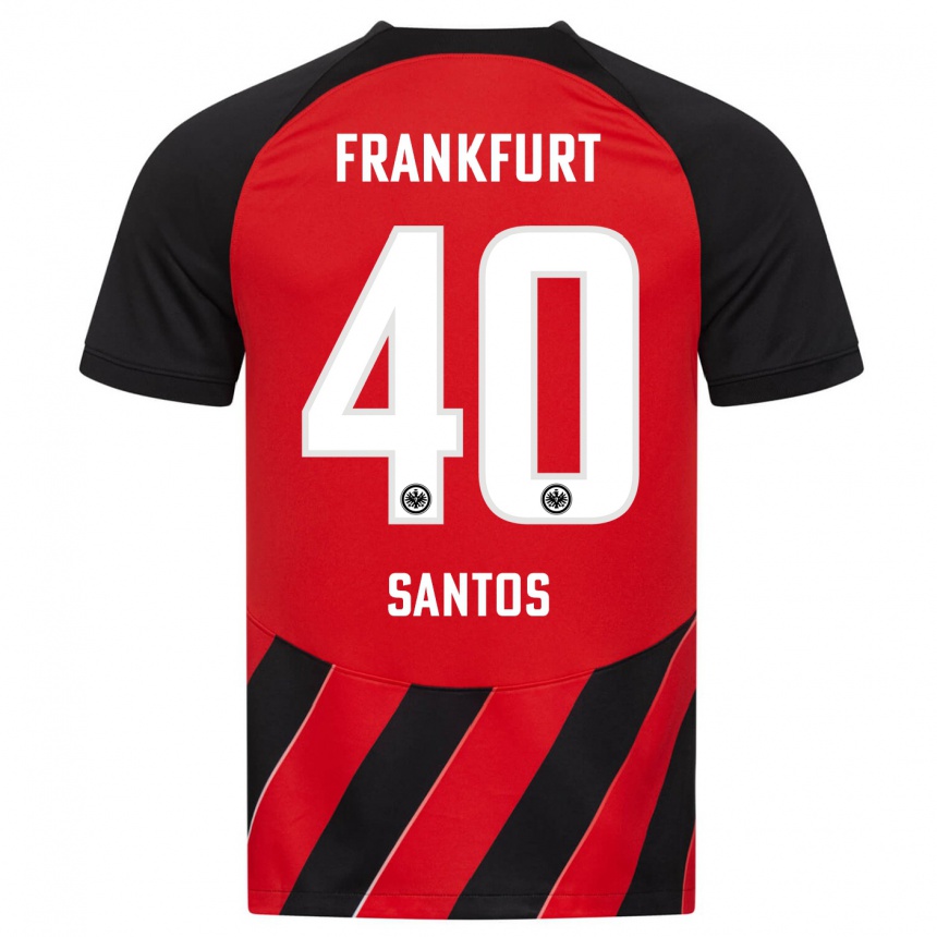 Kids Football Kauã Santos #40 Red Black Home Jersey 2023/24 T-Shirt