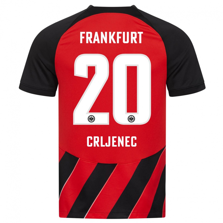 Kids Football Dominik Crljenec #20 Red Black Home Jersey 2023/24 T-Shirt