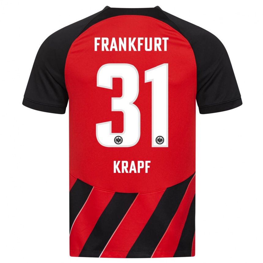 Kids Football Maximilian Krapf #31 Red Black Home Jersey 2023/24 T-Shirt