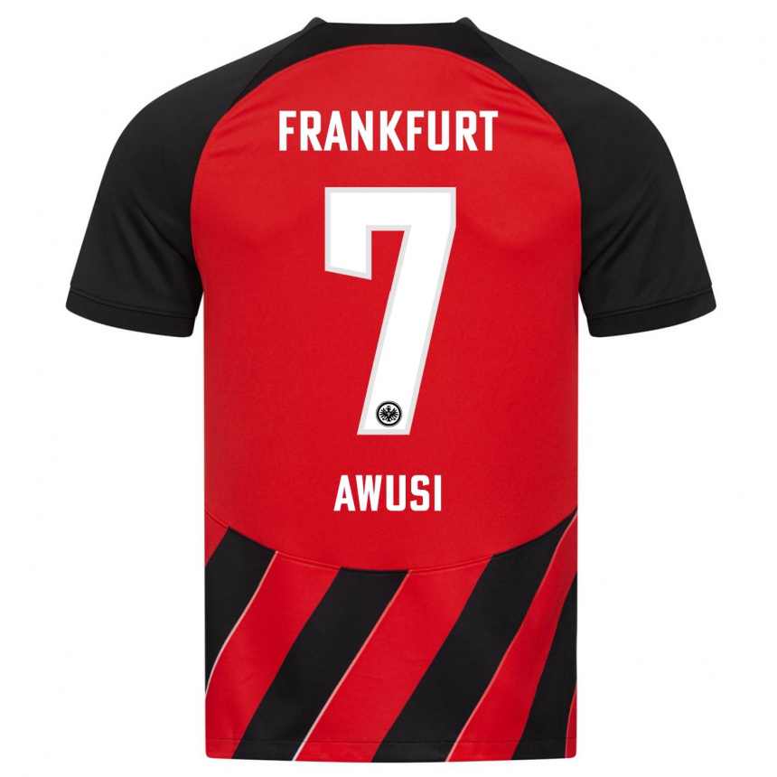 Kids Football Junior Awusi #7 Red Black Home Jersey 2023/24 T-Shirt