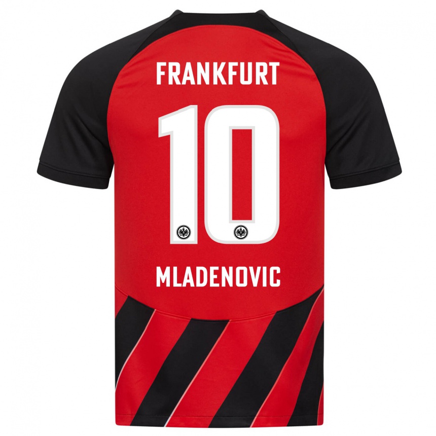 Kids Football Marko Mladenovic #10 Red Black Home Jersey 2023/24 T-Shirt