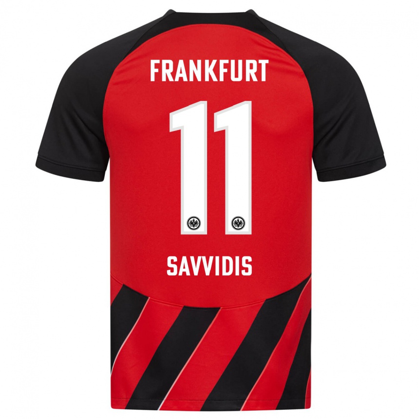 Kids Football Rafail Savvidis #11 Red Black Home Jersey 2023/24 T-Shirt