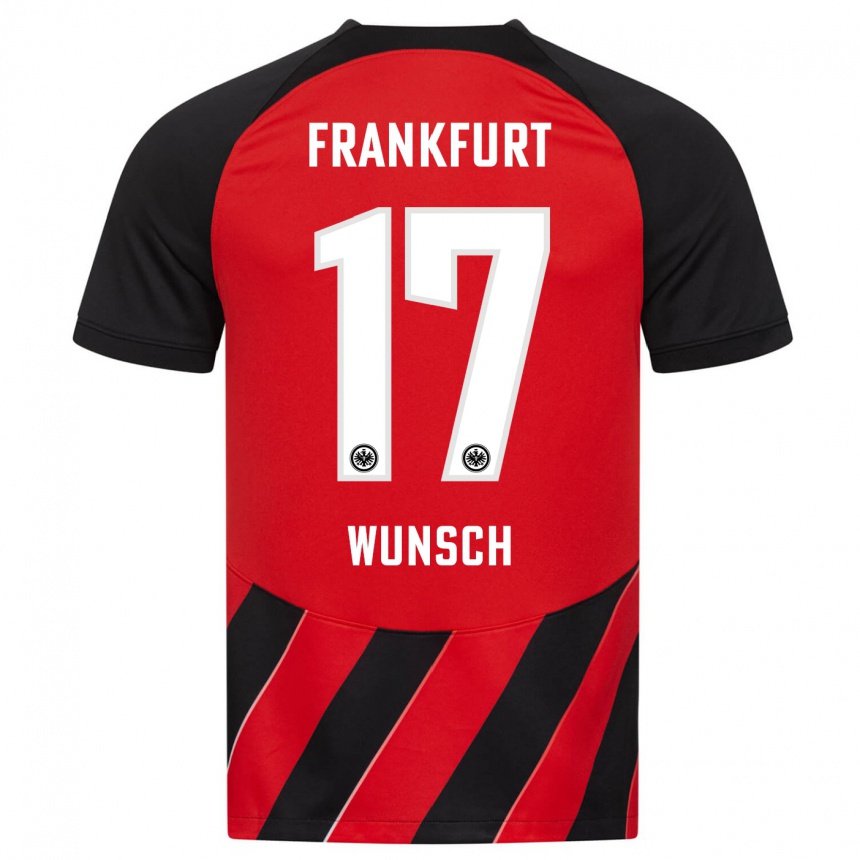 Kids Football Paul Wünsch #17 Red Black Home Jersey 2023/24 T-Shirt