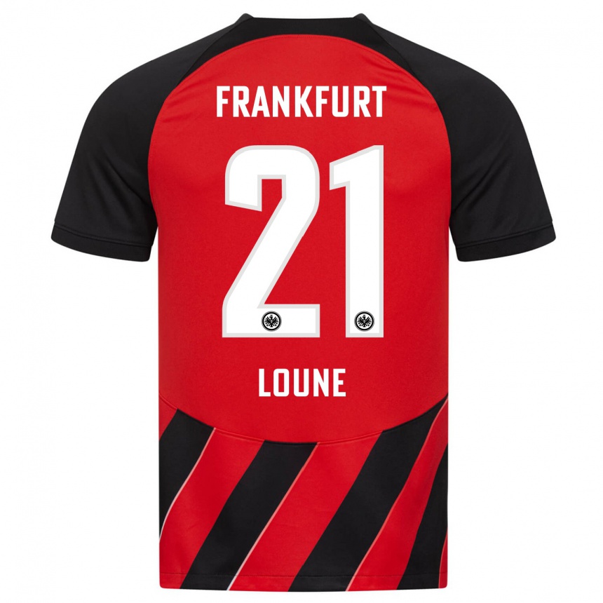 Kids Football Adam Loune #21 Red Black Home Jersey 2023/24 T-Shirt