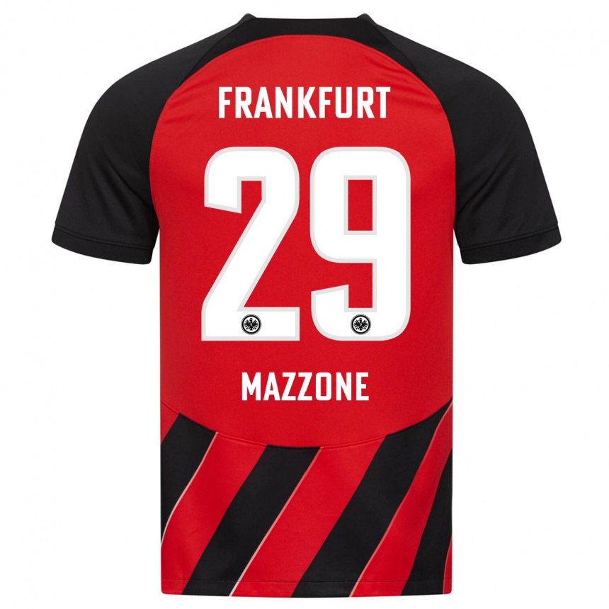 Kids Football Matteo Mazzone #29 Red Black Home Jersey 2023/24 T-Shirt