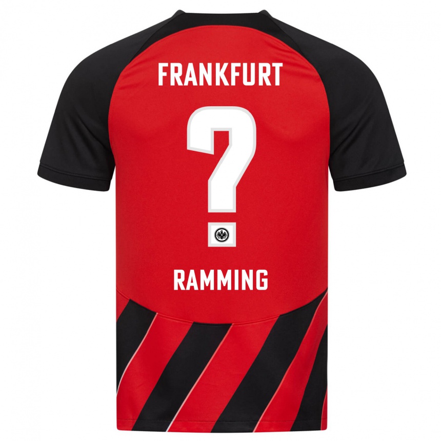 Kids Football Nils Ramming #0 Red Black Home Jersey 2023/24 T-Shirt