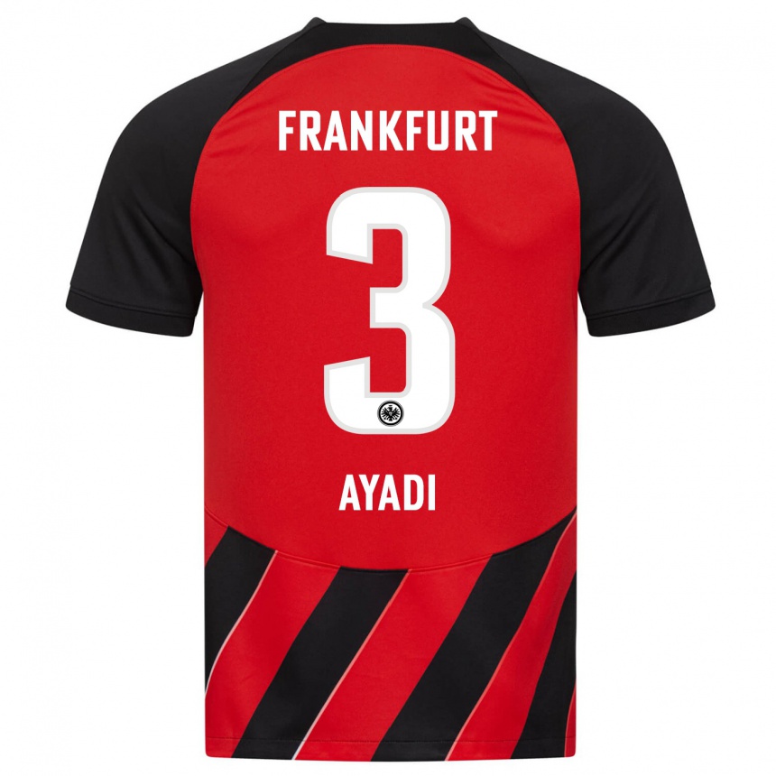 Kids Football Akram Ayadi #3 Red Black Home Jersey 2023/24 T-Shirt