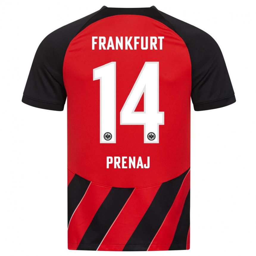 Kids Football Christian Prenaj #14 Red Black Home Jersey 2023/24 T-Shirt