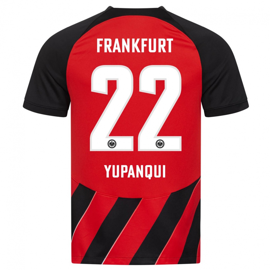 Kids Football Philipp Eisele Yupanqui #22 Red Black Home Jersey 2023/24 T-Shirt