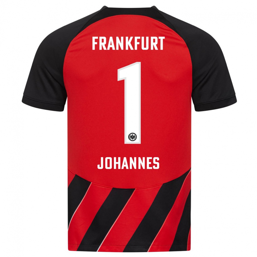 Kids Football Stina Johannes #1 Red Black Home Jersey 2023/24 T-Shirt