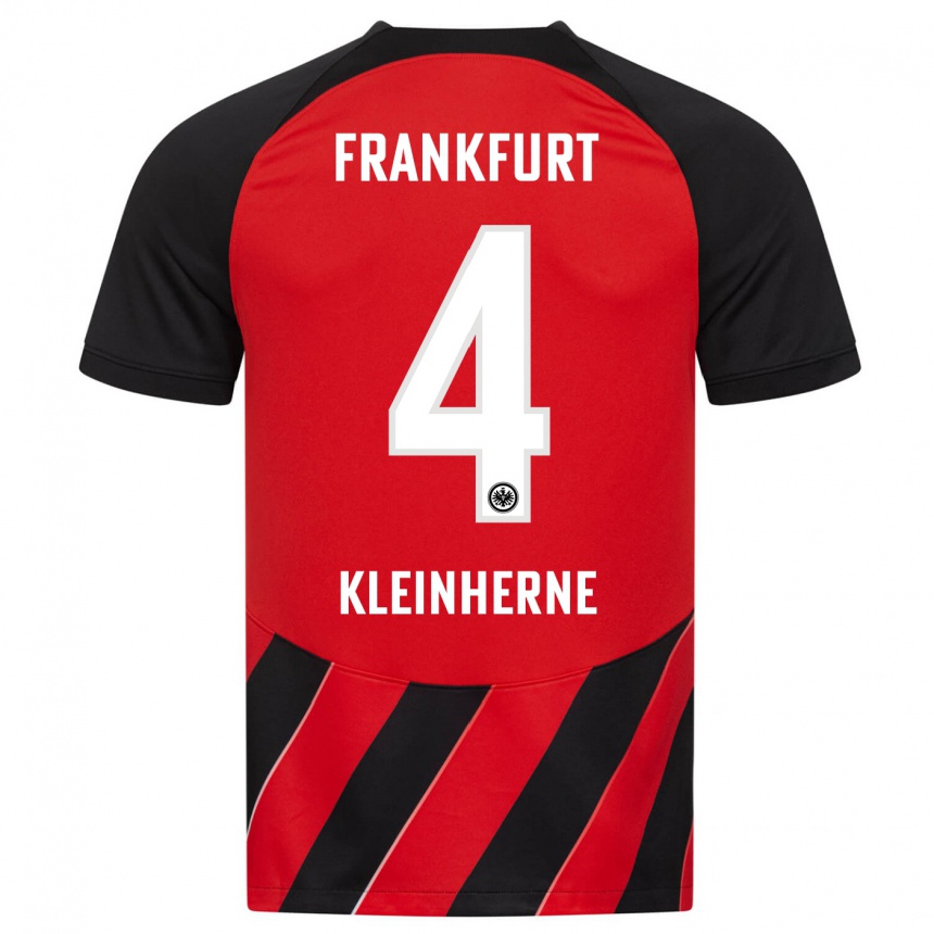 Kids Football Sophia Kleinherne #4 Red Black Home Jersey 2023/24 T-Shirt