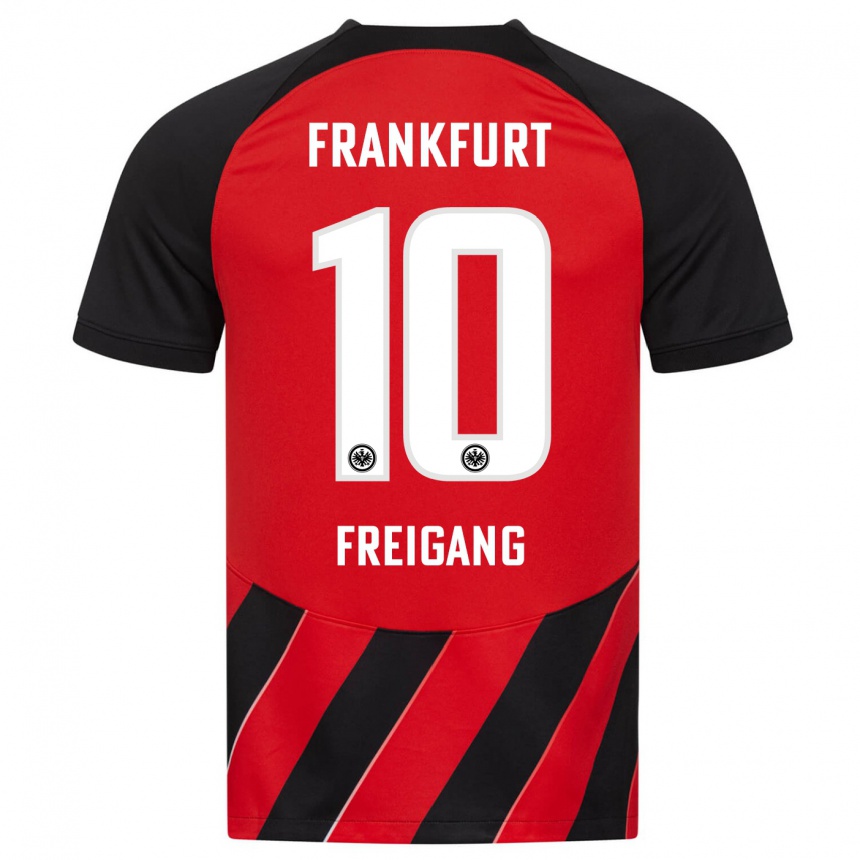 Kids Football Laura Freigang #10 Red Black Home Jersey 2023/24 T-Shirt