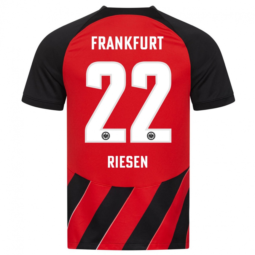 Kids Football Nadine Riesen #22 Red Black Home Jersey 2023/24 T-Shirt