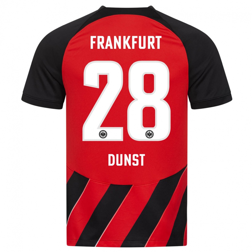 Kids Football Barbara Dunst #28 Red Black Home Jersey 2023/24 T-Shirt