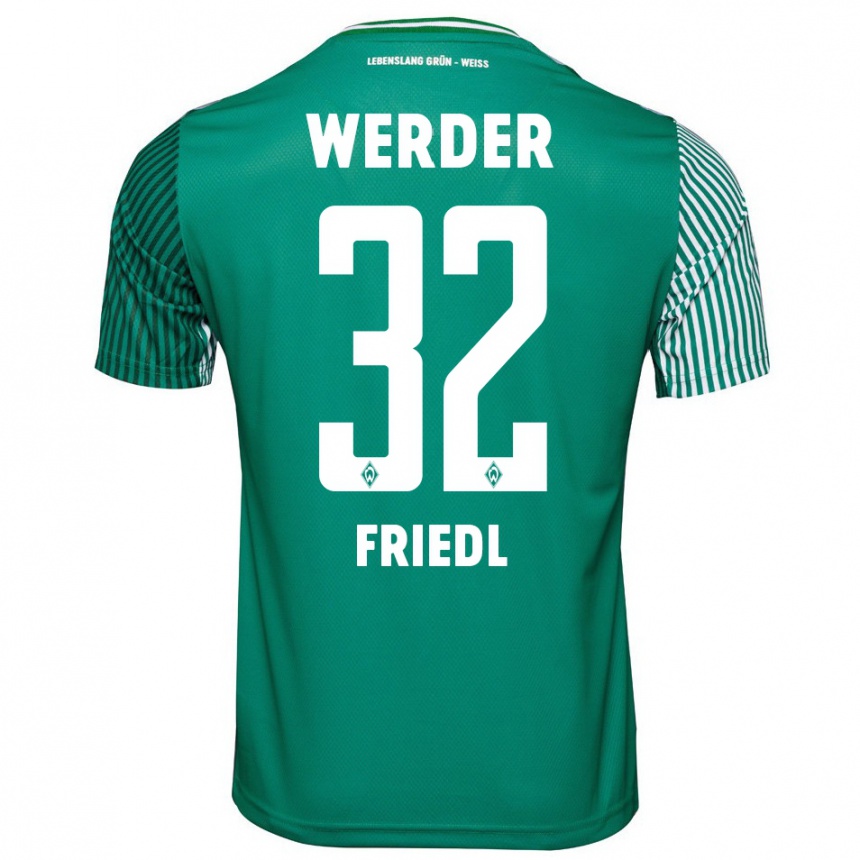 Kids Football Marco Friedl #32 Green Home Jersey 2023/24 T-Shirt