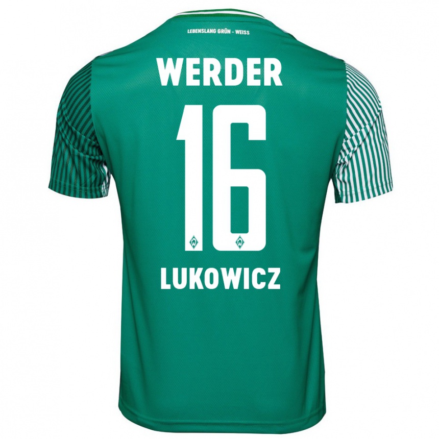 Kids Football Maik Lukowicz #16 Green Home Jersey 2023/24 T-Shirt