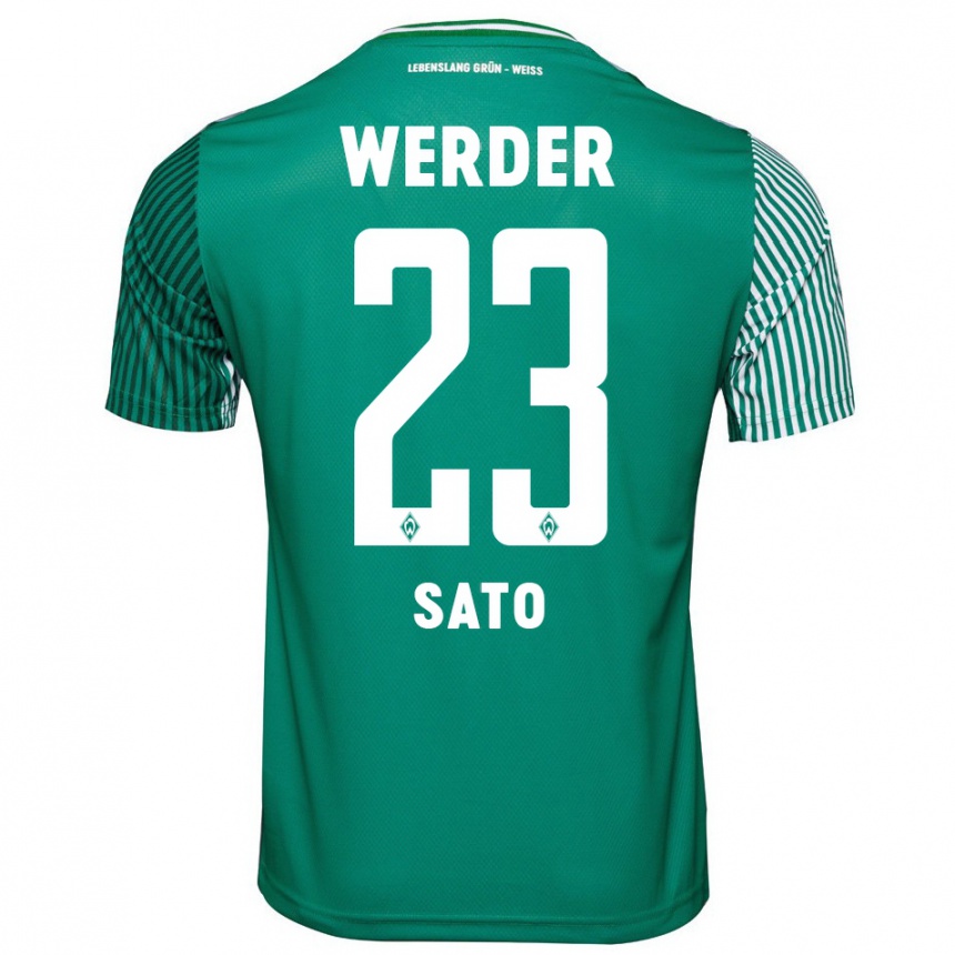 Kids Football Kein Sato #23 Green Home Jersey 2023/24 T-Shirt