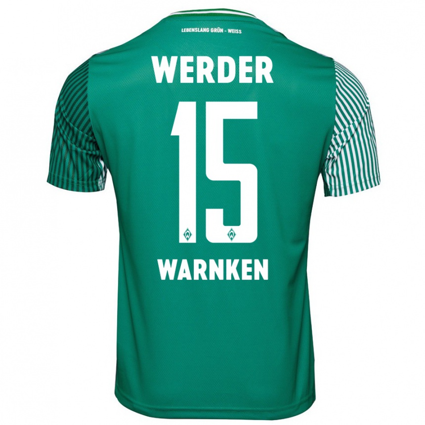 Kids Football Jannes Warnken #15 Green Home Jersey 2023/24 T-Shirt