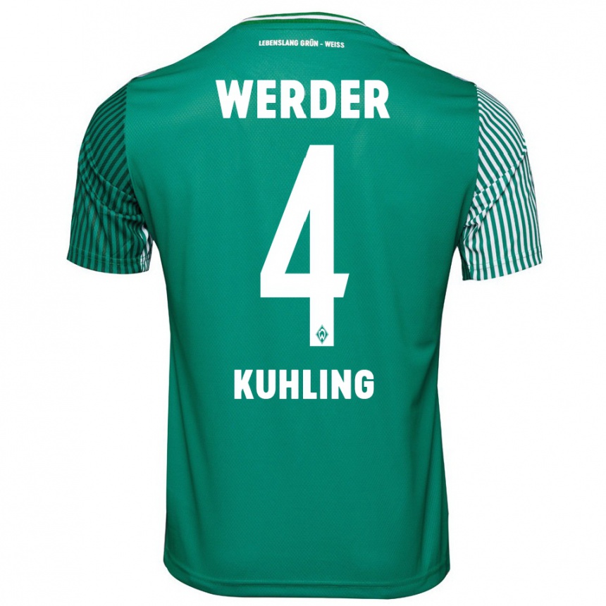 Kids Football Ole Kühling #4 Green Home Jersey 2023/24 T-Shirt