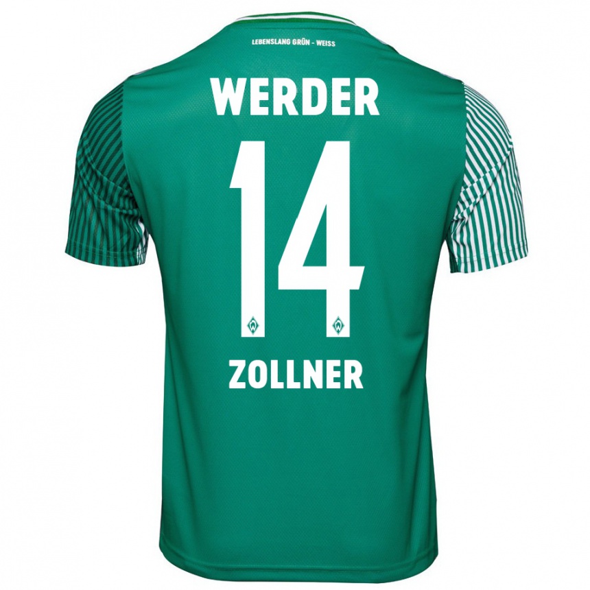 Kids Football Adrian Zollner #14 Green Home Jersey 2023/24 T-Shirt