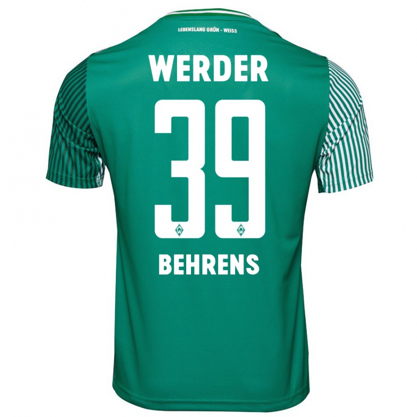 Kids Football Jette Behrens #39 Green Home Jersey 2023/24 T-Shirt
