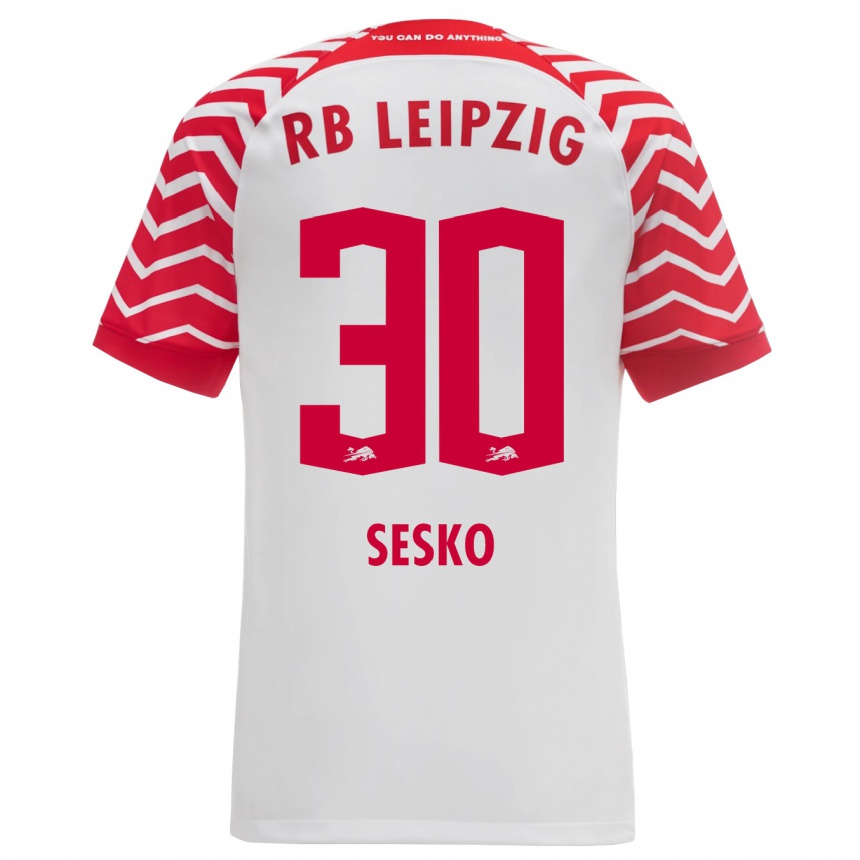 Kids Football Benjamin Sesko #30 White Home Jersey 2023/24 T-Shirt