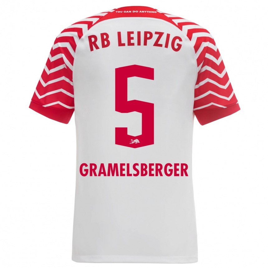 Kids Football Lennert Gramelsberger #5 White Home Jersey 2023/24 T-Shirt