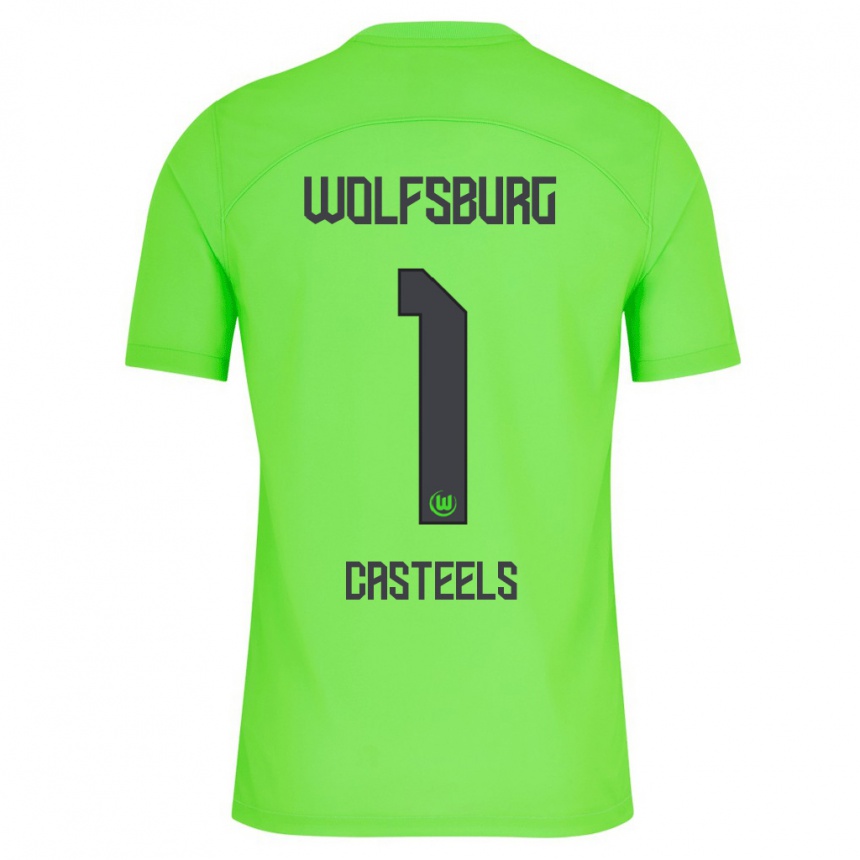 Kids Football Koen Casteels #1 Green Home Jersey 2023/24 T-Shirt