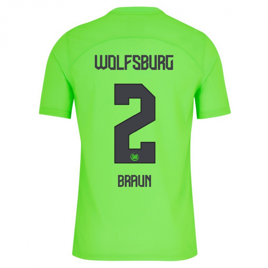 Kids Football Manuel Braun #2 Green Home Jersey 2023/24 T-Shirt