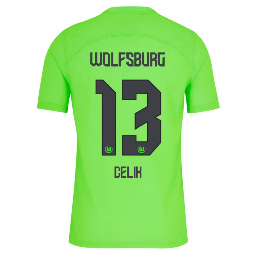 Kids Football Dennis Celik #13 Green Home Jersey 2023/24 T-Shirt