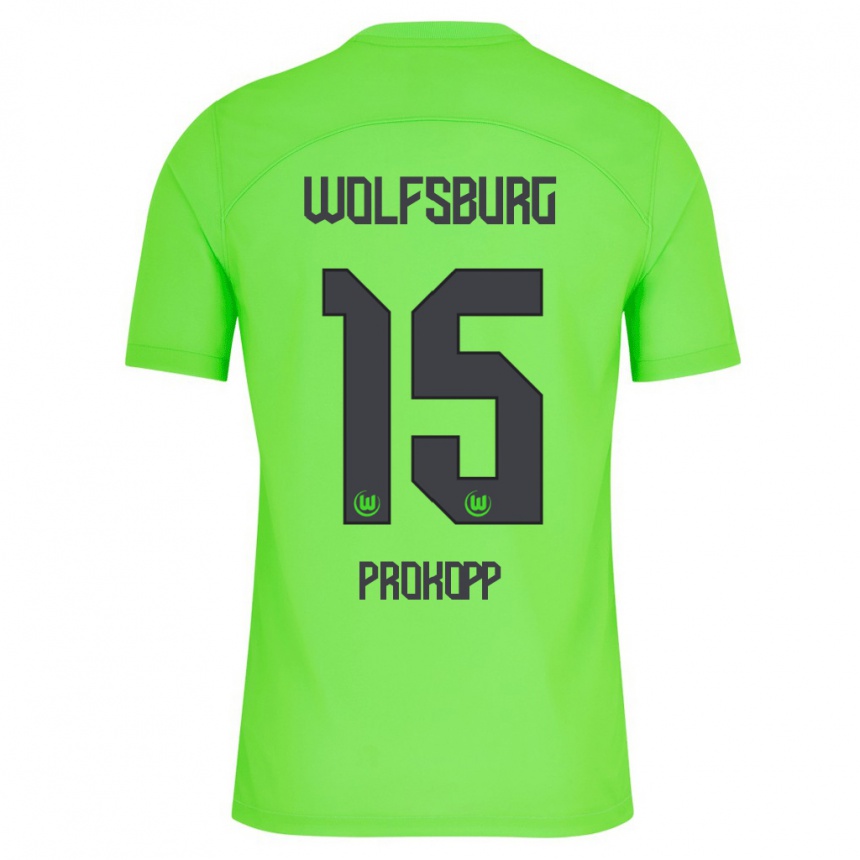 Kids Football Oskar Prokopp #15 Green Home Jersey 2023/24 T-Shirt