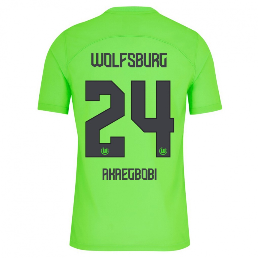 Kids Football Jonathan Akaegbobi #24 Green Home Jersey 2023/24 T-Shirt