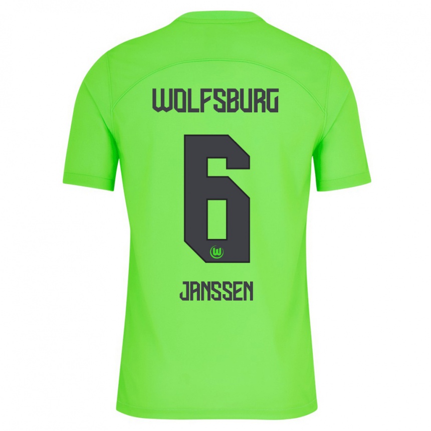 Kids Football Dominique Janssen #6 Green Home Jersey 2023/24 T-Shirt