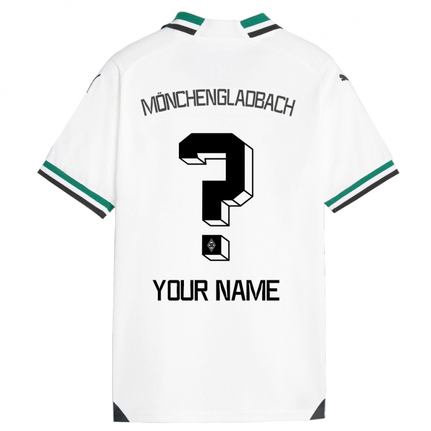 Kids Football Your Name #0 White Green Home Jersey 2023/24 T-Shirt