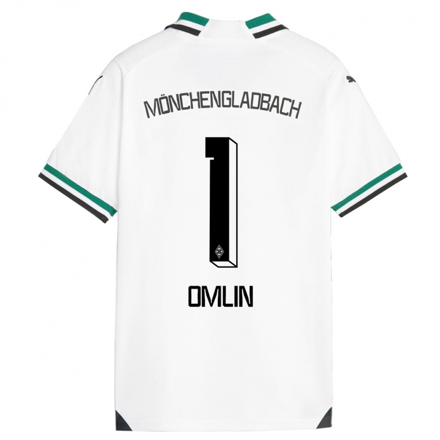 Kids Football Jonas Omlin #1 White Green Home Jersey 2023/24 T-Shirt