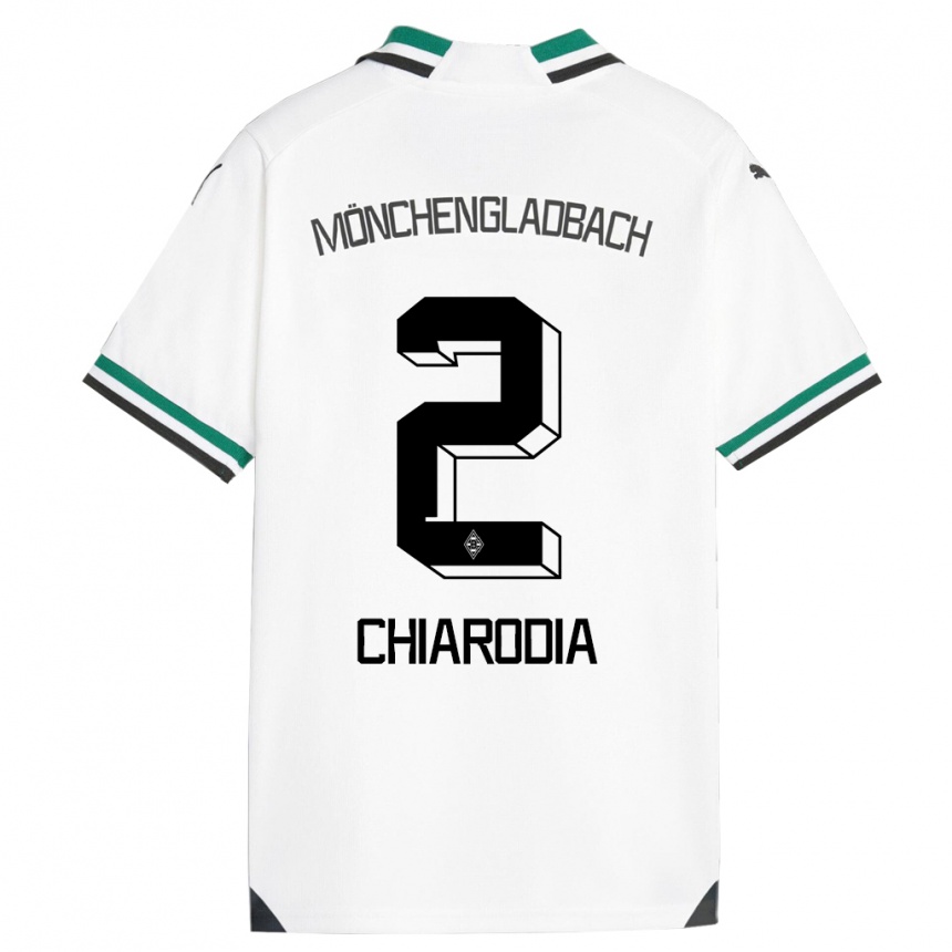 Kids Football Fabio Chiarodia #2 White Green Home Jersey 2023/24 T-Shirt