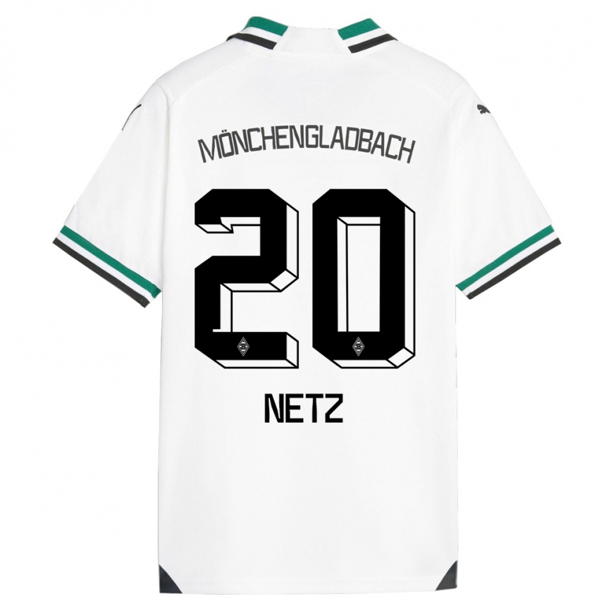 Kids Football Luca Netz #20 White Green Home Jersey 2023/24 T-Shirt