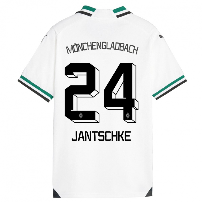 Kids Football Tony Jantschke #24 White Green Home Jersey 2023/24 T-Shirt