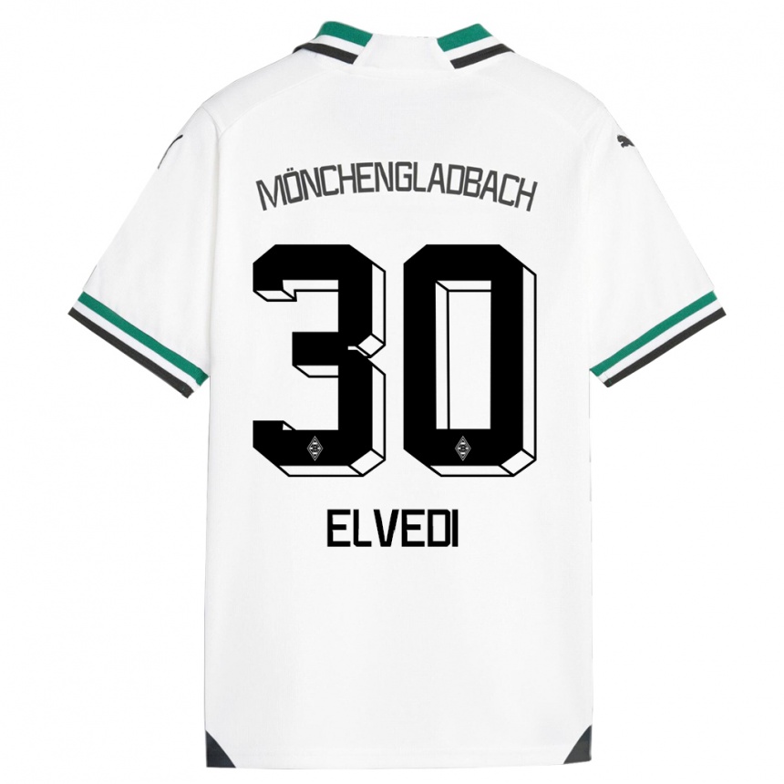 Kids Football Nico Elvedi #30 White Green Home Jersey 2023/24 T-Shirt