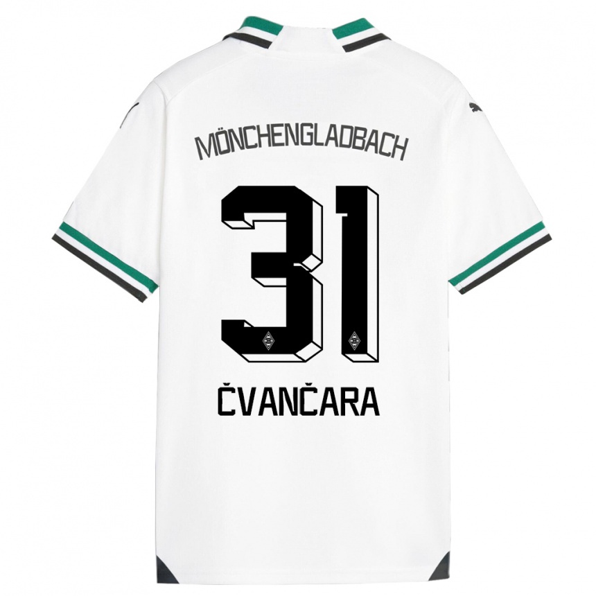 Kids Football Tomas Cvancara #31 White Green Home Jersey 2023/24 T-Shirt