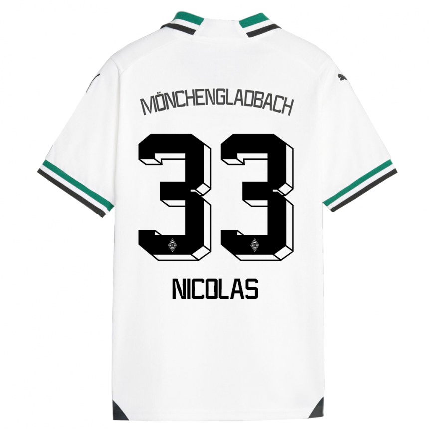 Kids Football Moritz Nicolas #33 White Green Home Jersey 2023/24 T-Shirt