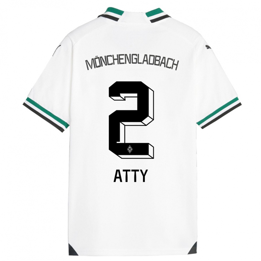 Kids Football Yassir Atty #2 White Green Home Jersey 2023/24 T-Shirt