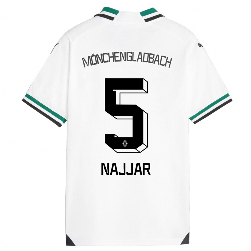 Kids Football Jamil Najjar #5 White Green Home Jersey 2023/24 T-Shirt